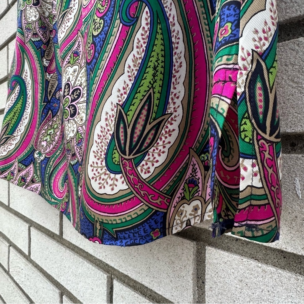 Talbots 100% Silk Jewel Tone Paisley Tank Shell Top Multicolor Petite 12P Boho - Picture 5 of 9